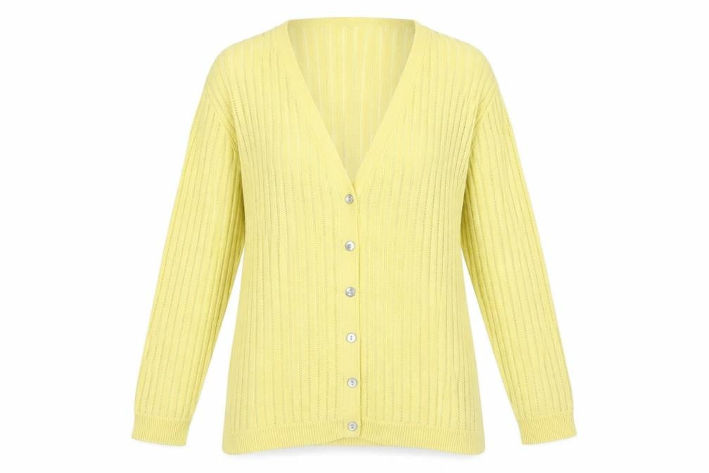 Front view of Reflections women’s green cardigan jumper, size L