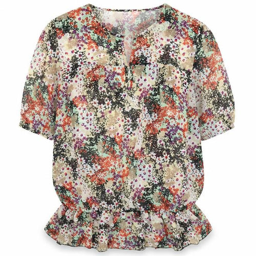 EVIE CASUALS Womens Multicoloured Floral  Basic Blouse Size 16  - Frill detail
