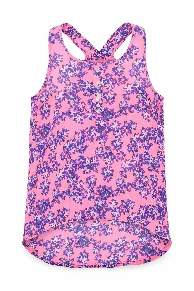 Front view of Young Dimension girls’ pink geometric basic blouse, size 11-12, years