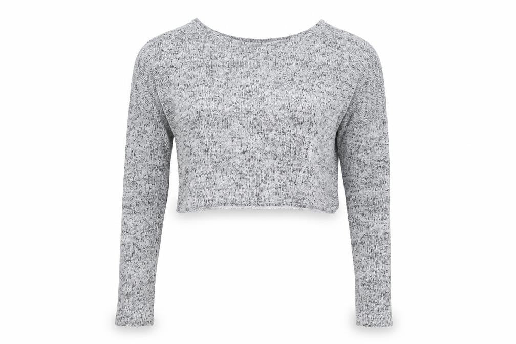 Divided by H&M Womens Grey  Knit Cropped T-Shirt Size S