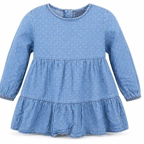 F&F Girls Blue Polka Dot  Shirt Dress  Size 18-24 Months