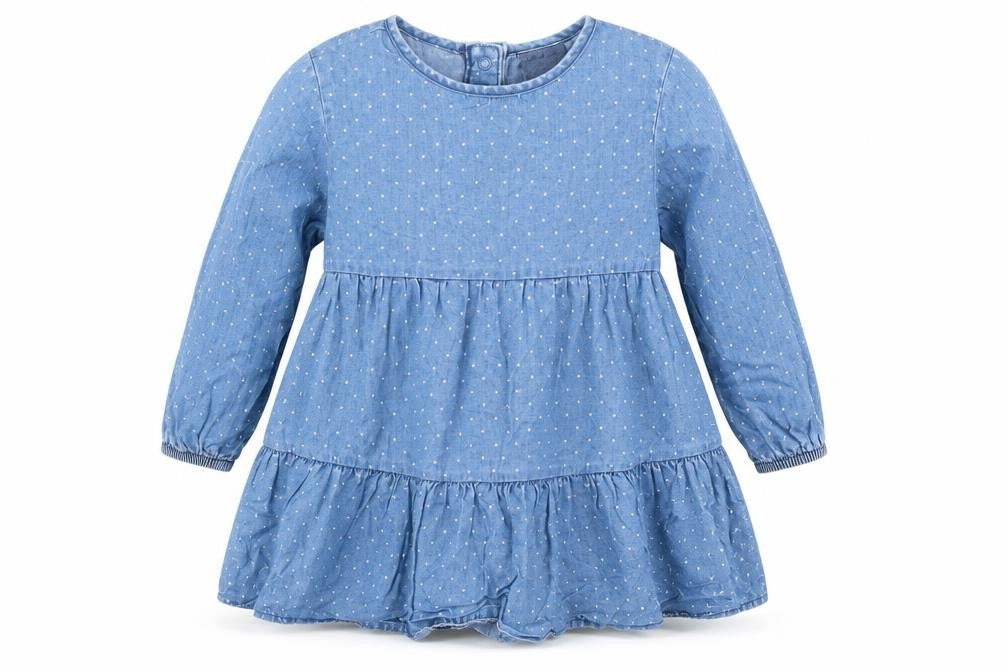 F&F Girls Blue Polka Dot  Shirt Dress  Size 18-24 Months