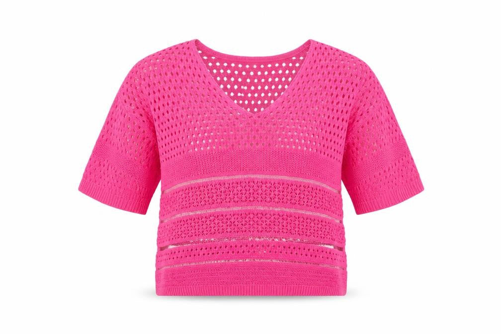 Front view of Papaya women’s pink knit jumper, size M