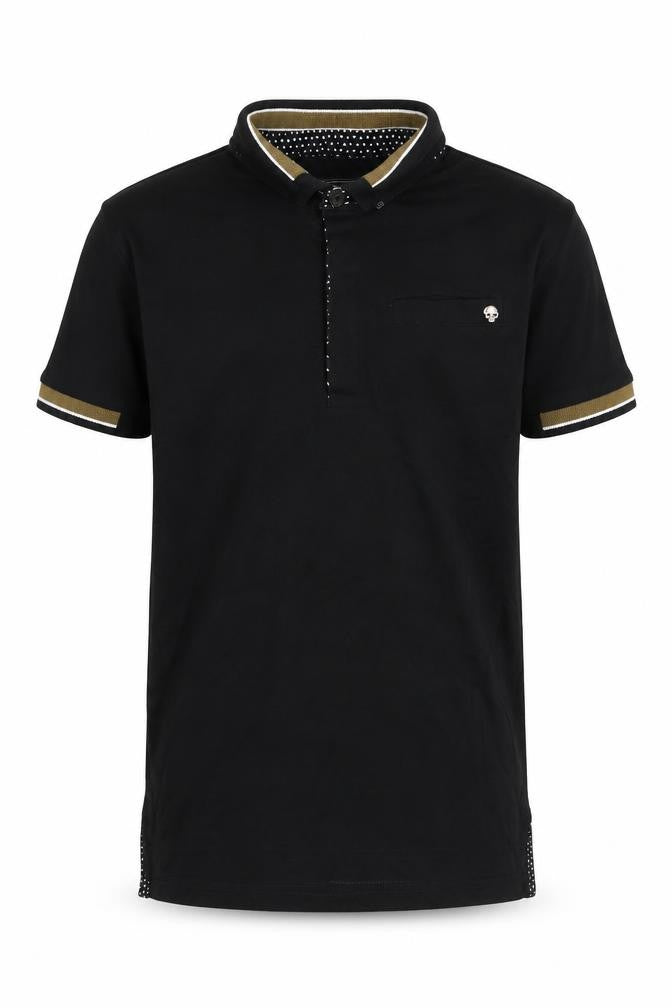 Front view of Next boys’ black basic t-shirt, size 6, years