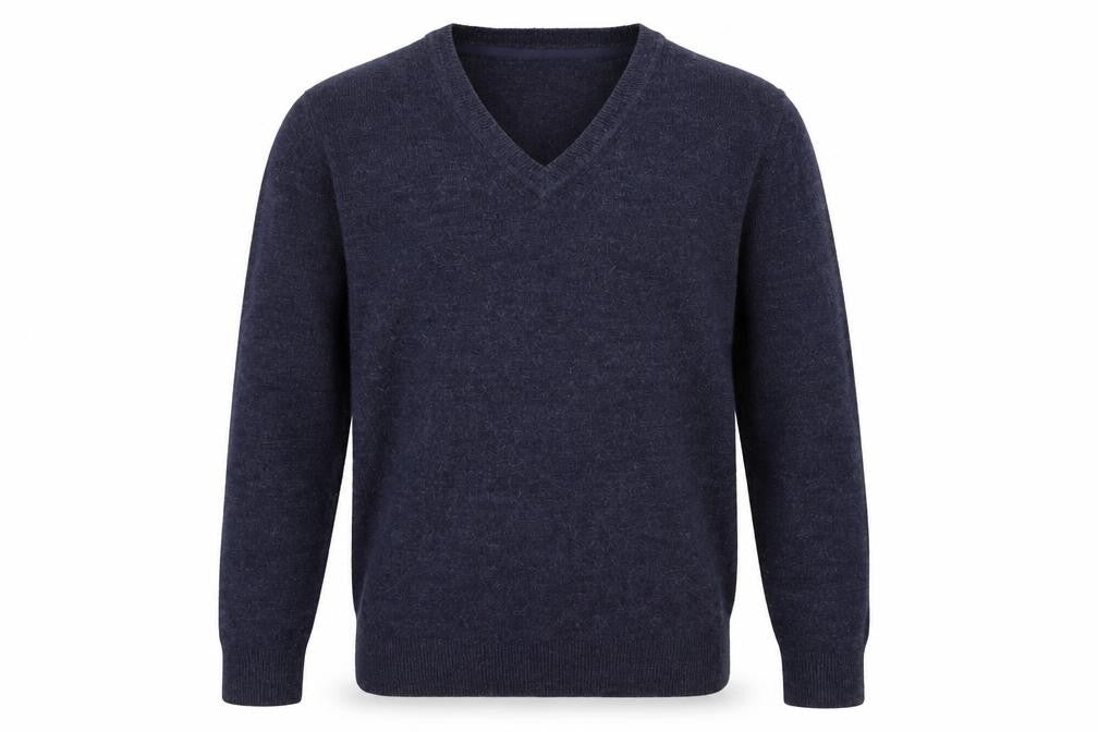 Front view of Easy men’s blue pullover sweatshirt, size S