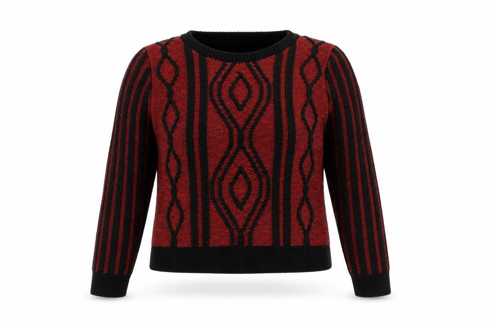 Front view of Topshop women’s red knit jumper, size UK 8