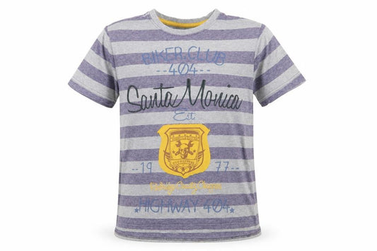 Front view of F&F boys’ grey striped basic t-shirt, size 12-13, years