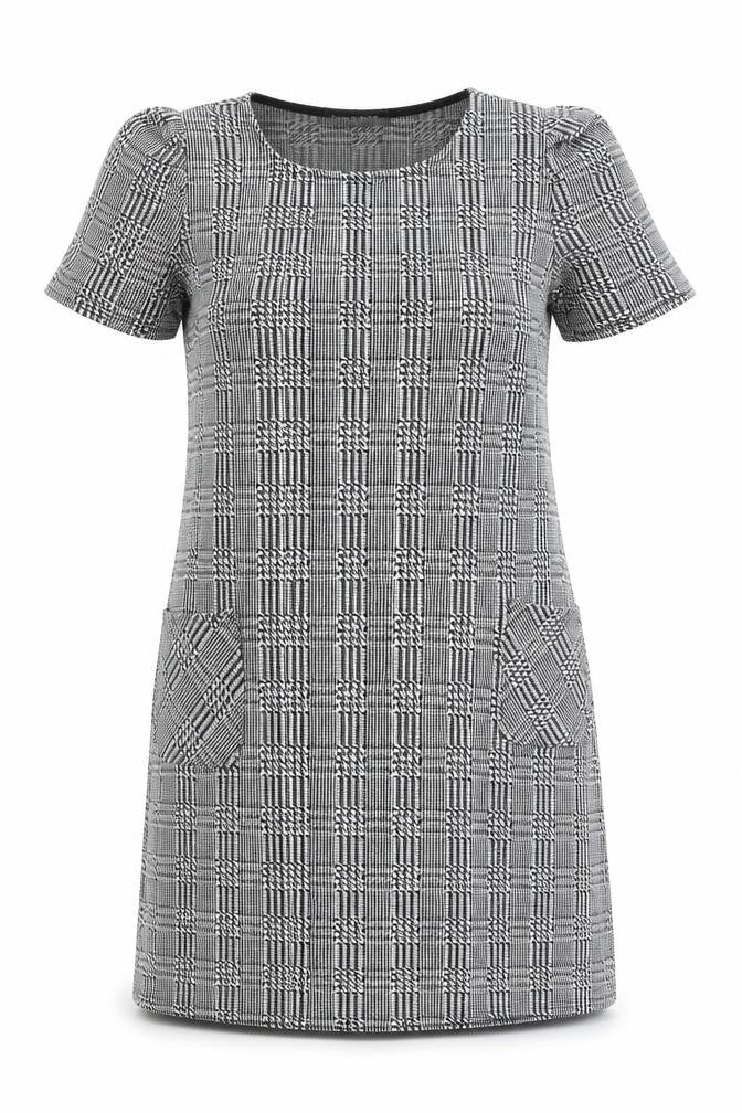 Front view of Cameo Rose women’s grey check shift, size UK 10