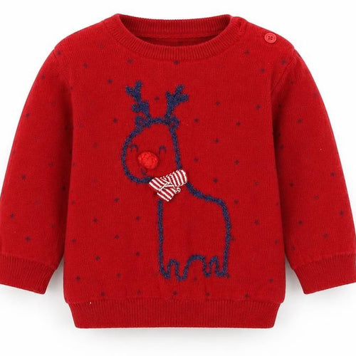 George Baby Red Polka Dot  Pullover Jumper Size 3-6 Months  - Christmas Reindeer
