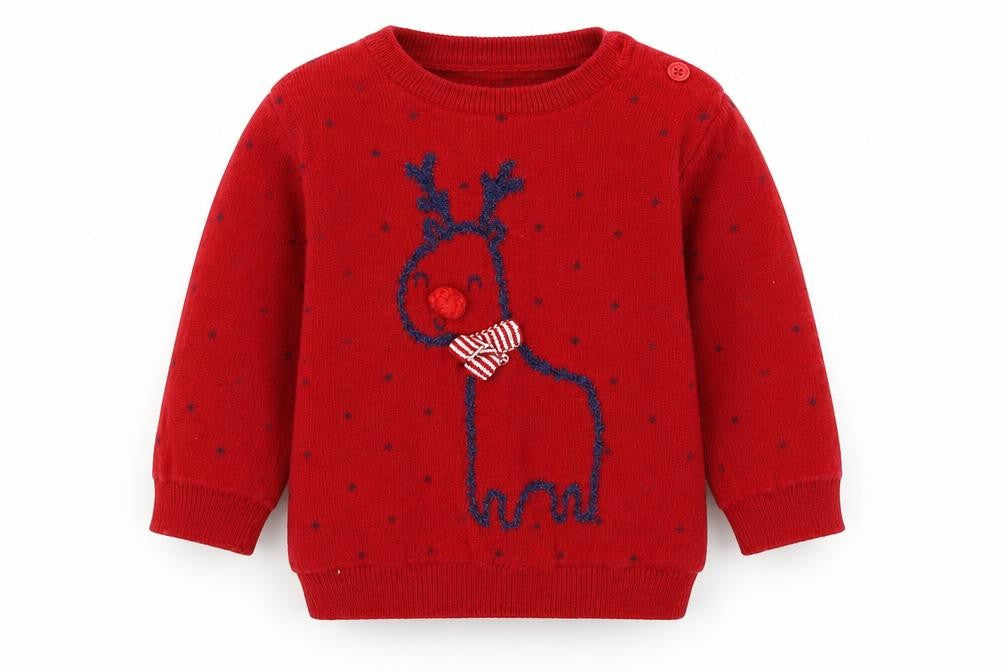 George Baby Red Polka Dot  Pullover Jumper Size 3-6 Months  - Christmas Reindeer