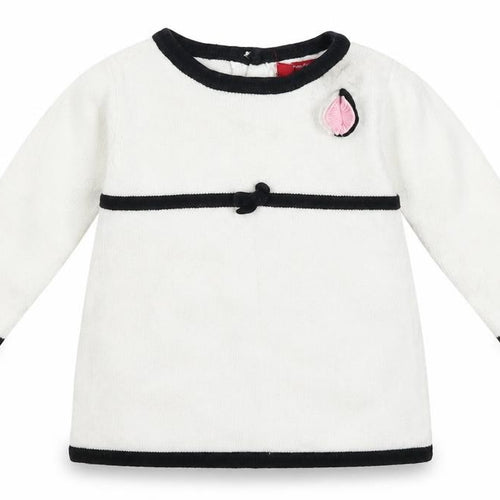 Strawberry Faire Girls White Colourblock Knit Jumper Dress  Size 6-9 Months