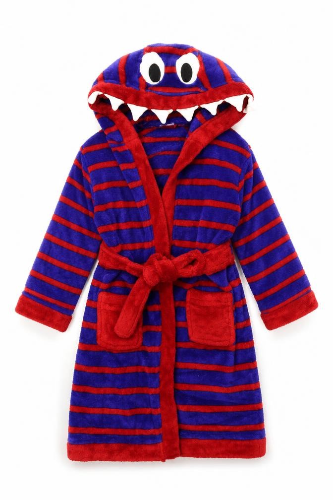 Mini Club Boys Blue Striped   Robe Size 2-3 Years  - Monster