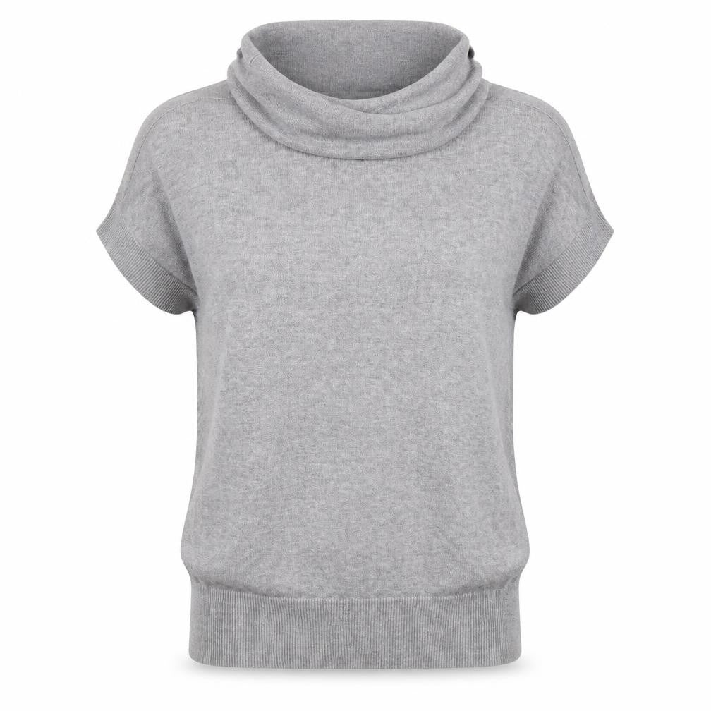 Front view of La Redoute women’s grey basic t-shirt, size UK 12