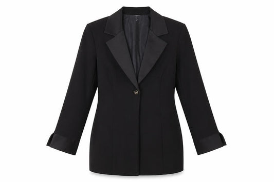 Front view of The Collection women’s black jacket blazer, size UK 12