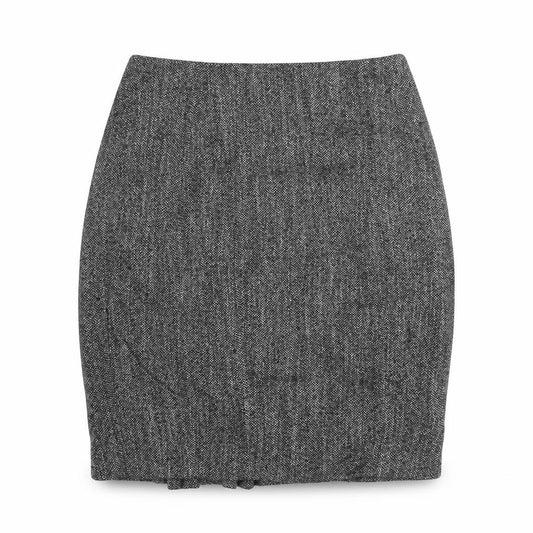 Front view of Express women’s grey mini skirt, size S