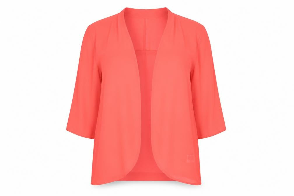 Front view of Divided by H&M women’s orange chambray basic blouse, size UK 12