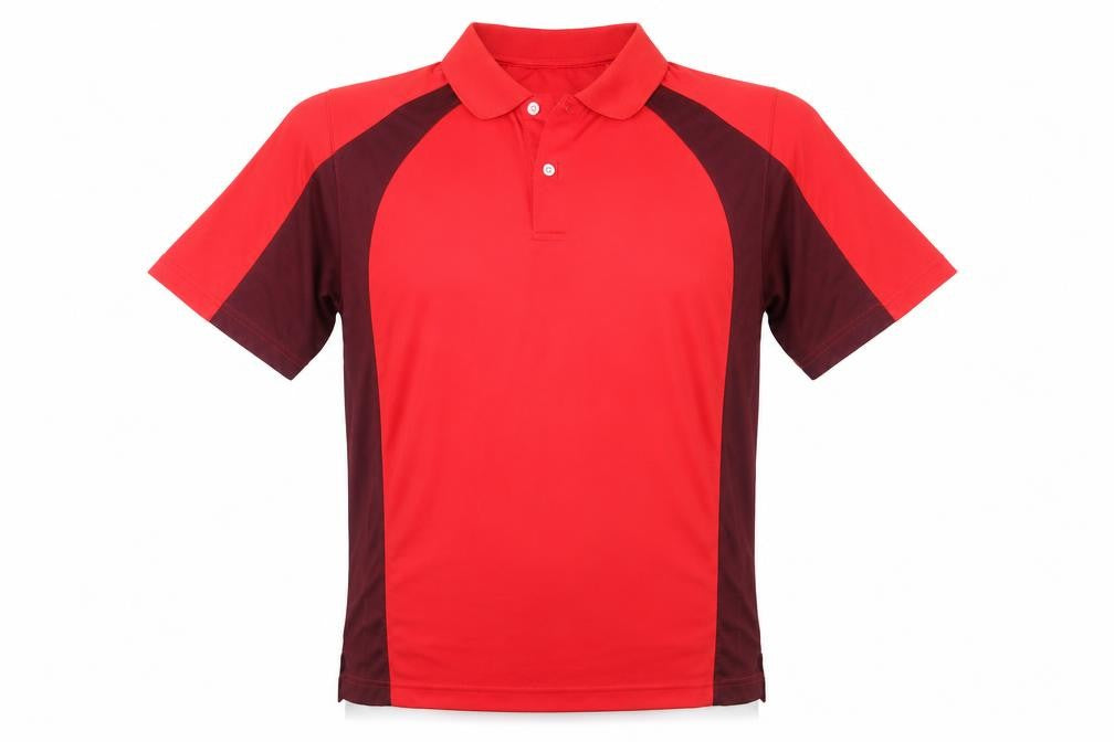 Front view of Williams & Brown men’s red polo, size M