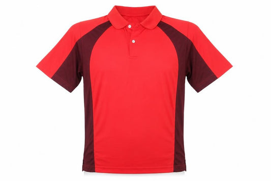 Front view of Williams & Brown men’s red polo, size M