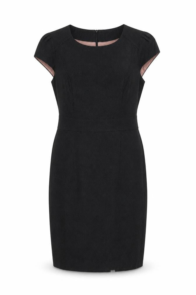 Front view of F&F women’s black polka dot shift, size UK 10