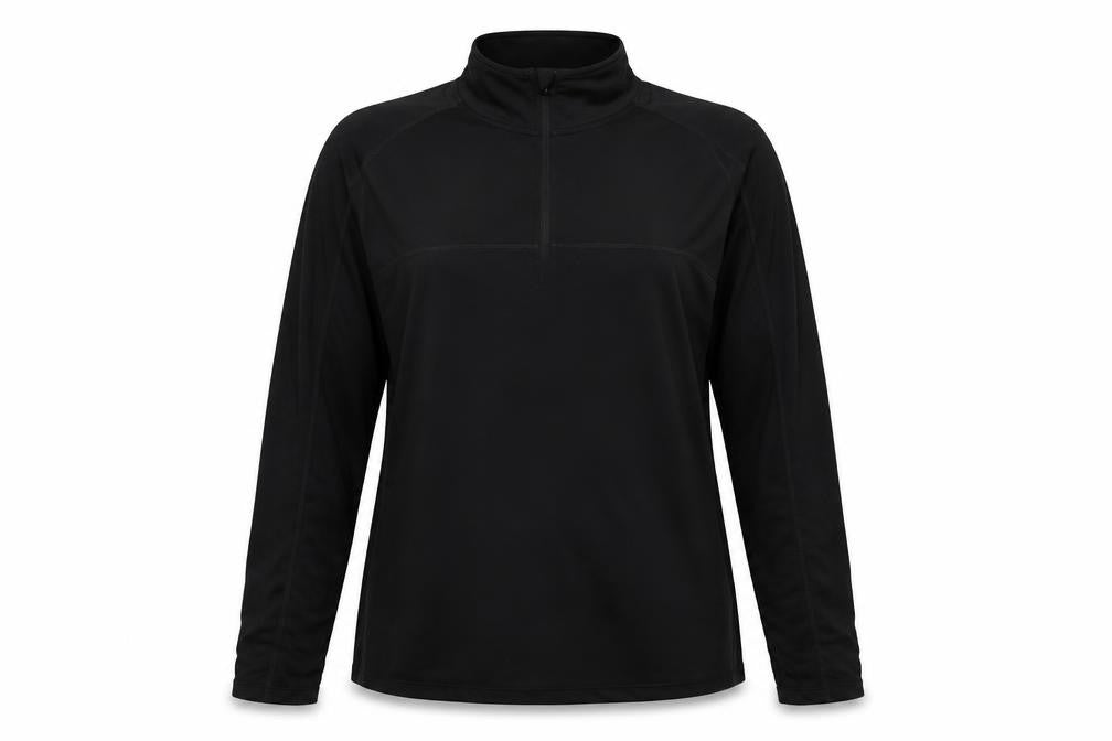 Front view of TCA women’s black pullover sweatshirt, size L