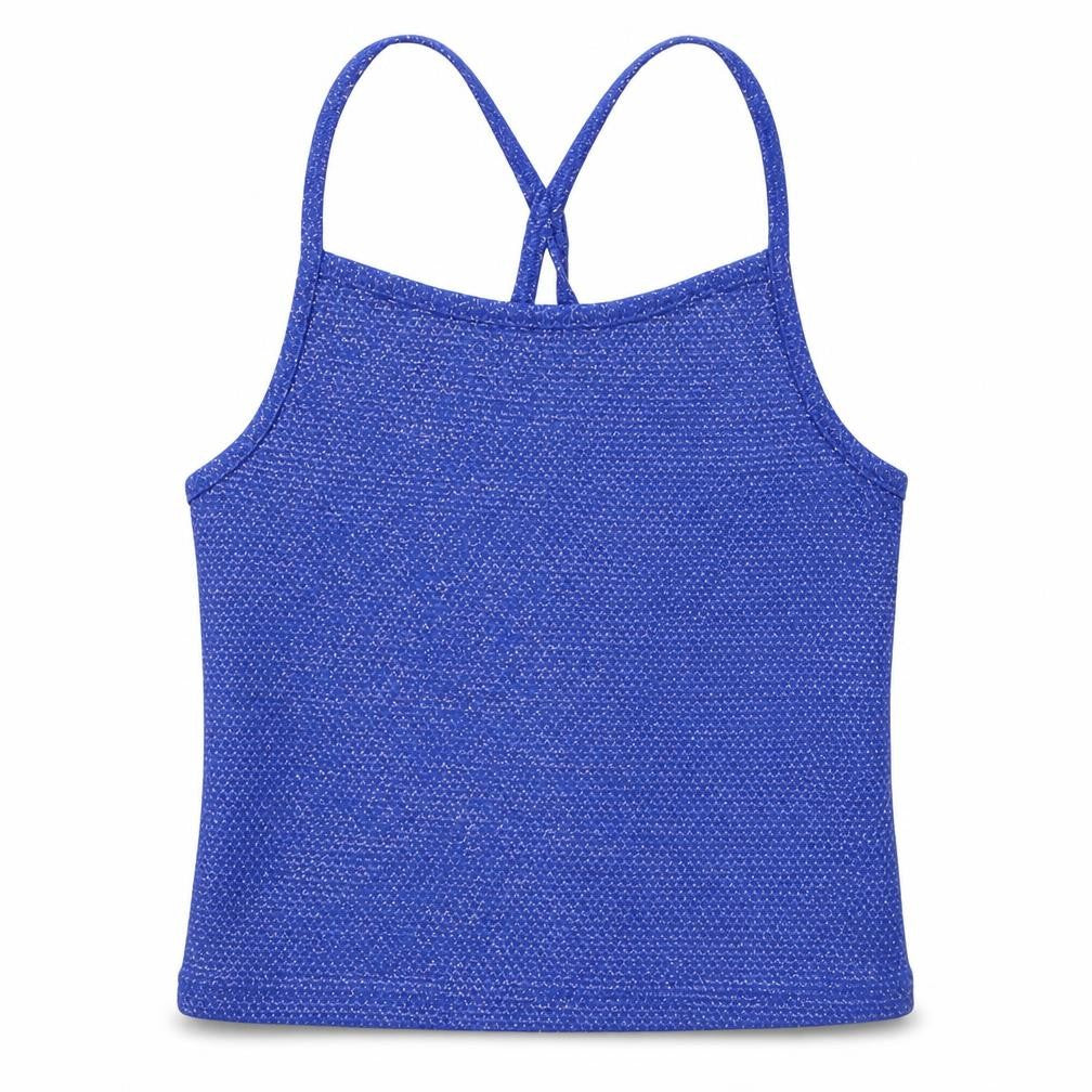 Front view of Marks & Spencer girls’ blue basic tank, size 7-8, years