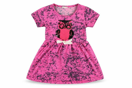 Front view of Nehir girls’ pink fit & flare, size 18-24, months