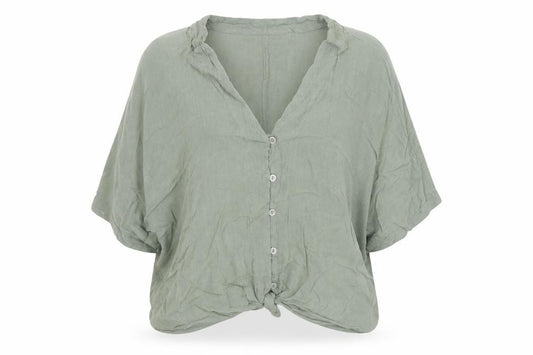 Front view of Primark women’s grey basic button-up, size UK 10
