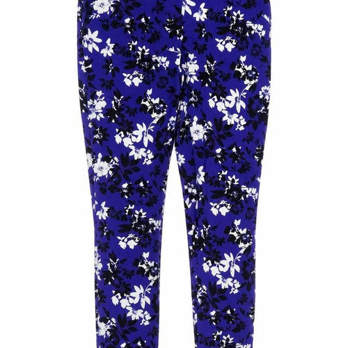 George Womens Blue Floral  Trousers  Size 8 L28 in