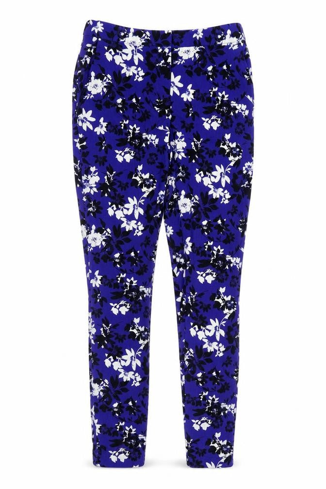 George Womens Blue Floral  Trousers  Size 8 L28 in