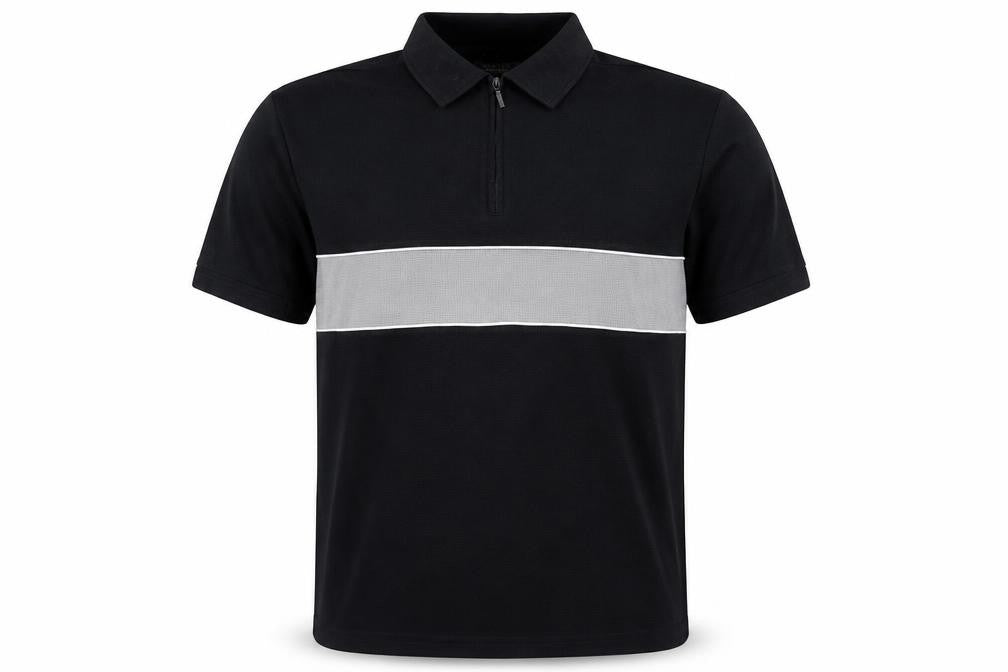 Front view of Armando men’s black polo, size L