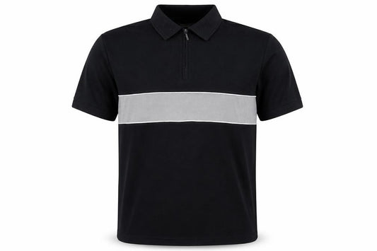 Front view of Armando men’s black polo, size L