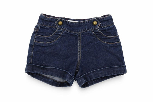 Front view of j jeans girls’ blue cut-off shorts, size 6, years