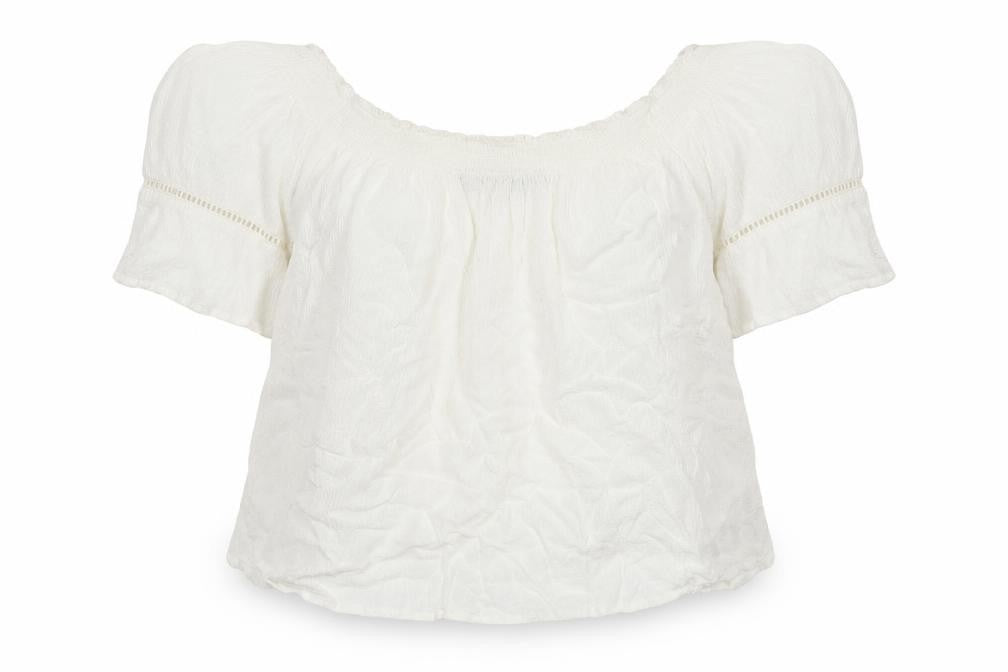 Front view of Bershka girls’ white basic t-shirt, size L