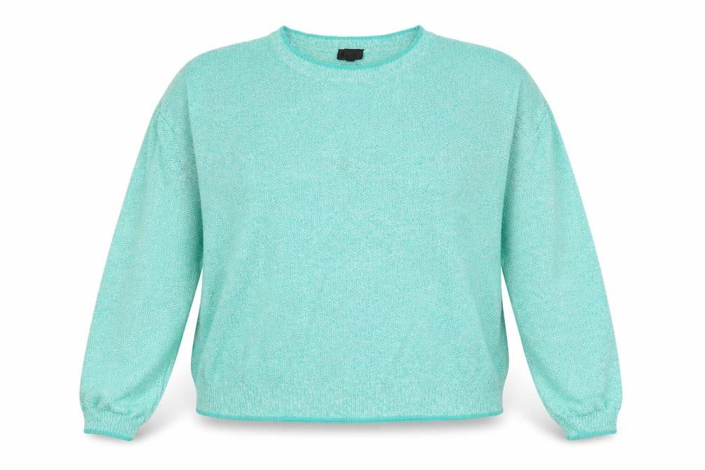 Front view of Topshop women’s blue jumper, size UK 12