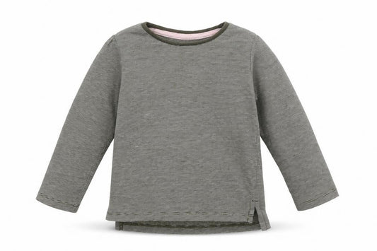 Front view of Primark girls’ green striped basic t-shirt, size 18-24, months
