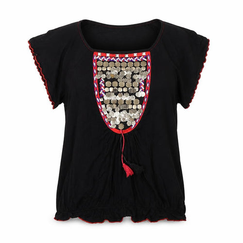 Papaya Womens Black   Tunic Blouse Size 6  - Gipsy look front