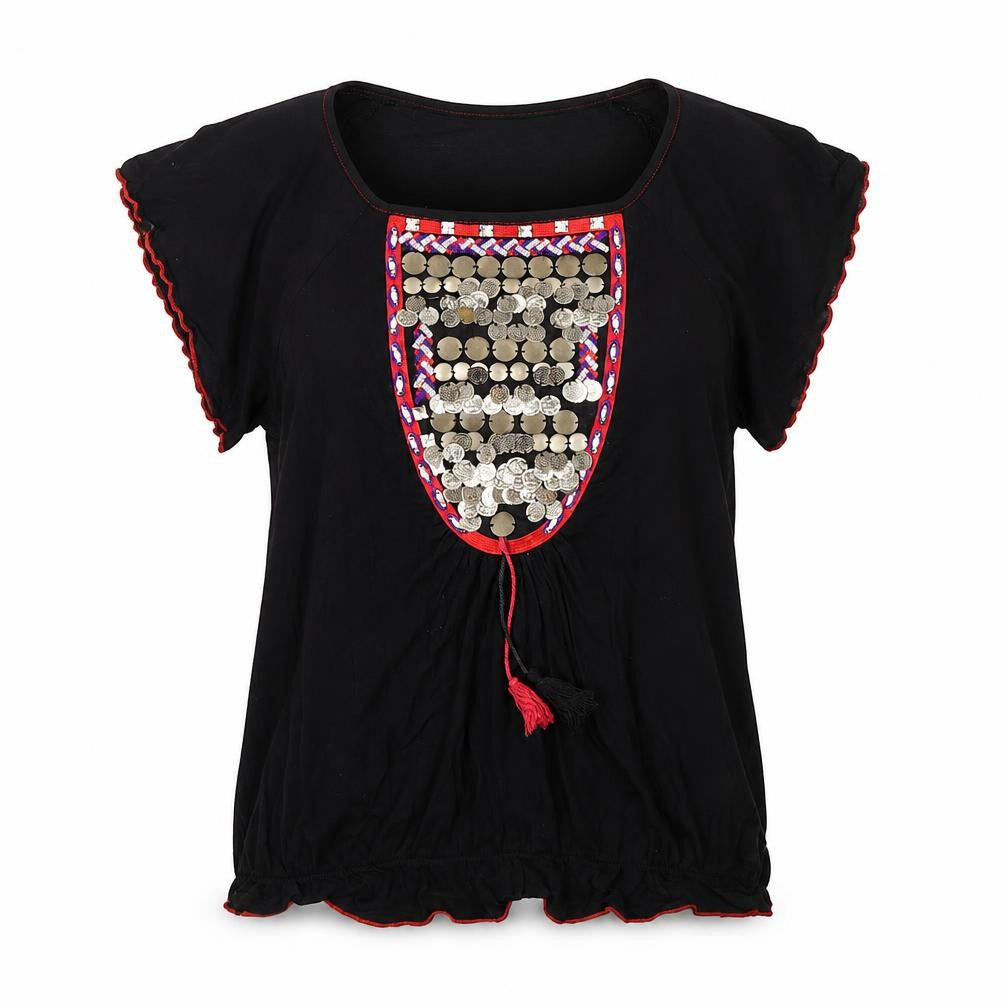 Papaya Womens Black   Tunic Blouse Size 6  - Gipsy look front