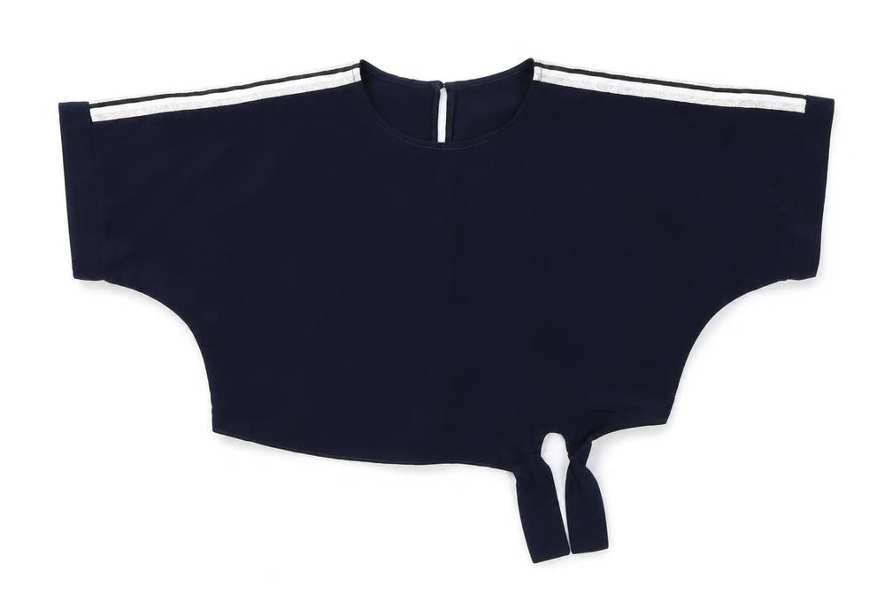 Front view of River Island girls’ blue basic blouse, size 5-6, years - batwing