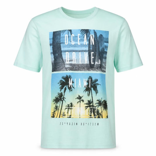 Front view of B Collection men’s green t-shirt, size S, - miami