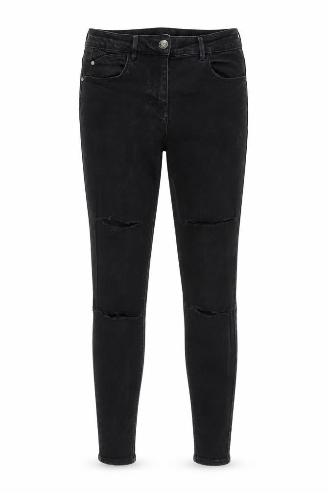 Matalan Womens Black Denim Skinny Jeans Size 8 L28 in - distressed