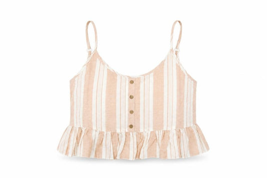 Front view of Primark women’s pink striped camisole blouse, size UK 14, - cropped