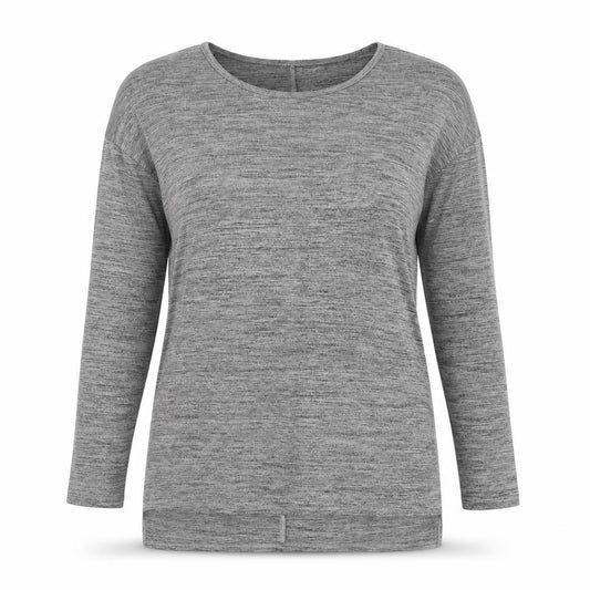 Front view of Atmosphere women’s grey basic t-shirt, size UK 10
