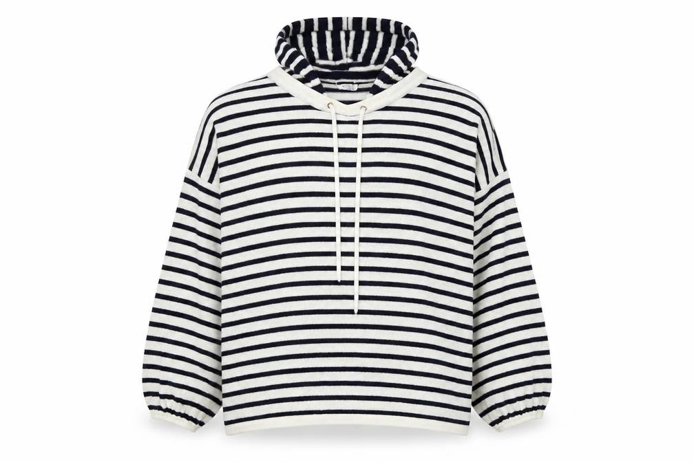 Front view of Falmer Heritage women’s white striped jumper, size M