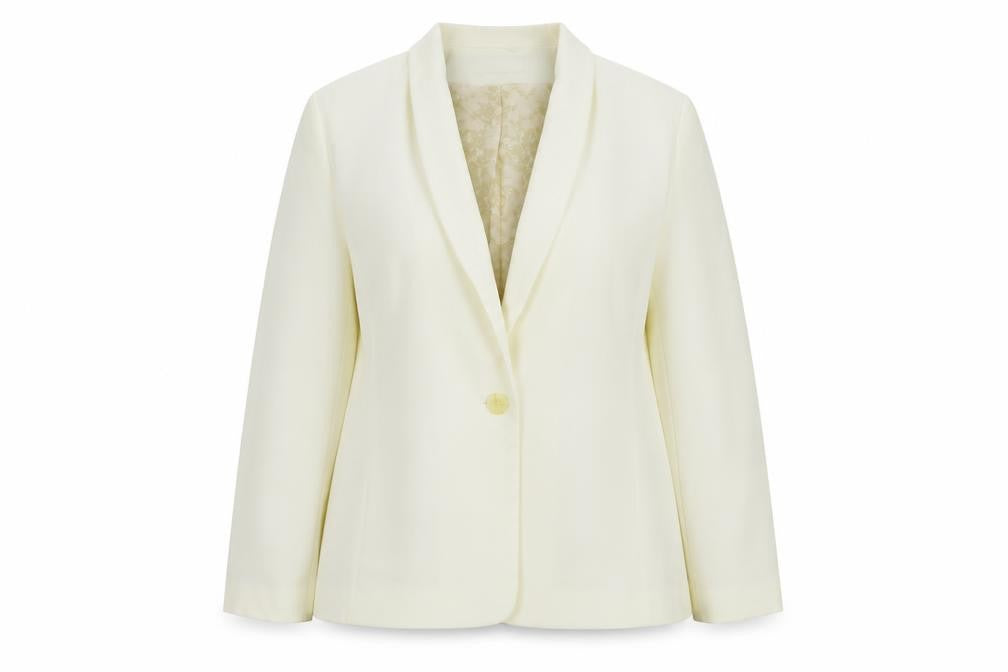 Front view of Kaleidoscope women’s white jacket blazer, size UK 18