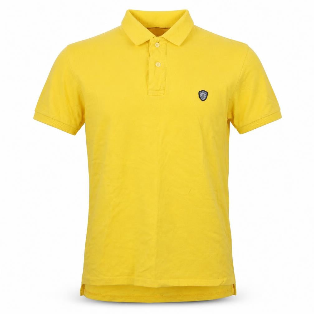 Front view of James Caxton men’s yellow polo, size S