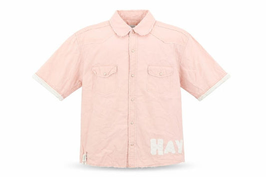 Front view of Haywire boys’ pink basic button-up, size 11-12, years