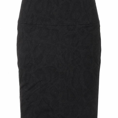 Preworn Womens Black Geometric  A-Line Skirt Size M