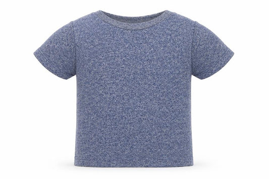 Front view of F&F boys’ blue basic t-shirt, size 3-6, months