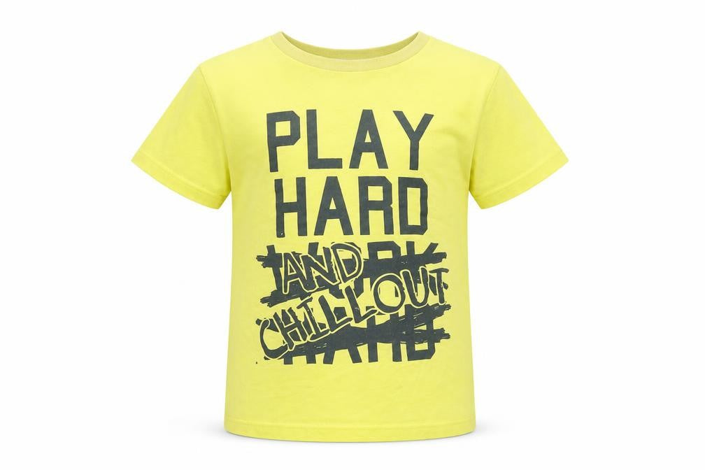 Front view of rebal girls’ yellow basic t-shirt, size 7-8, years