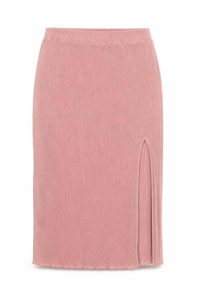 Front view of H&M women’s pink straight & pencil skirt, size L